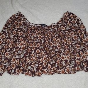 American Eagle Floral Smocked Top